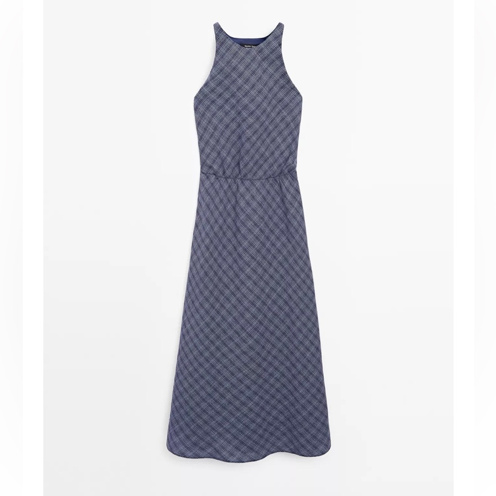 NEW Massimo Dutti Long Checkered Dress with Back Detail - Picture 11 of 12